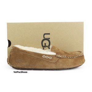 UGG Ansley Chestnut Suede Fur Slippers Womens 8 NEW
